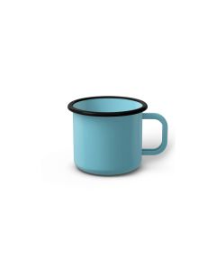Emaille Tasse 6 cm schwarzer Rand, Innen- und Außenfarbe gleich, (Kaffeetasse)